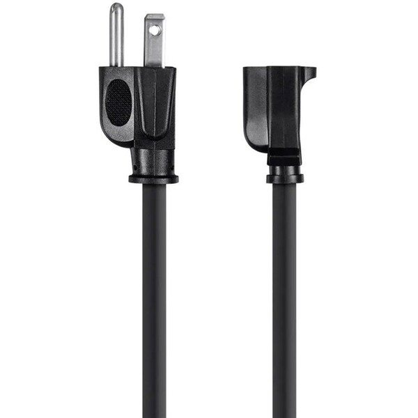Monoprice SJT Extension Cord, 16 AWG, Indoor, 16/3, 1 Outlets, 5-15R, Black, 5-15P, 1 ft 5296 - main